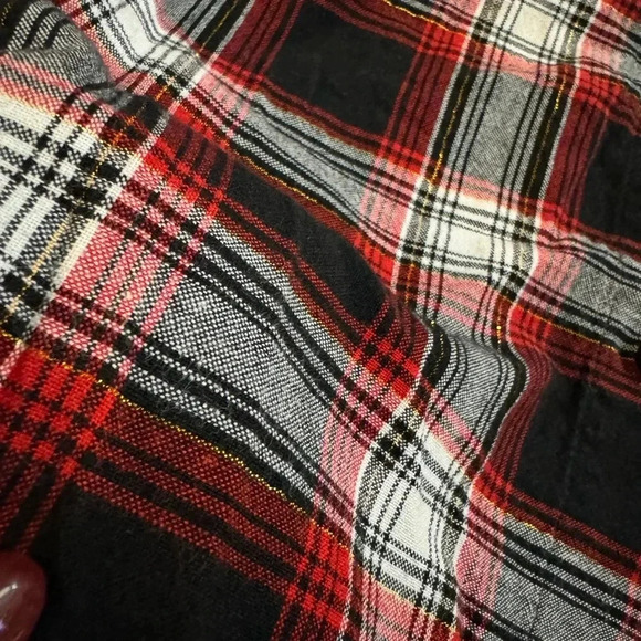 Plaid Embroidered Button Down Velvet Collar Granny Shirt Christmas Wreaths VTG - Picture 14 of 14